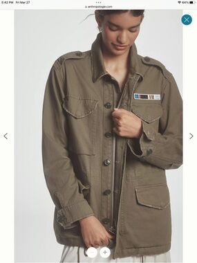 Anthropologie Olive Green Military Field Jacket